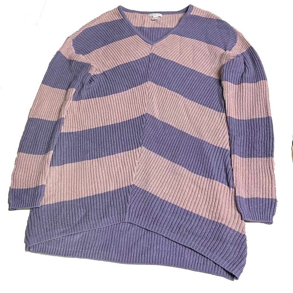 Cato Womens Medium Knit V-Neck Purple/Pink Sweater